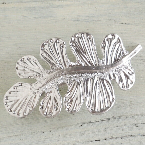 [2 colors] February (with lid) Southern leaf barrette 18 gold plated or rhodium plated [FT-FSB-005] 