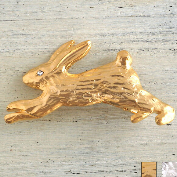 [2 colors] February rabbit clip 18K gold or rhodium [FT-FSC-001] 