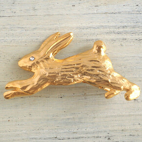 [2 colors] February rabbit clip 18K gold or rhodium [FT-FSC-001] 