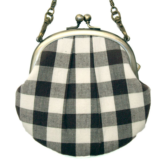 poussette Gamaguchi 3.3 inch “Gingham Check Choco” with chain [g33070007k] 