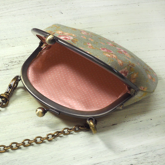 poussette Gamaguchi 3.3 inch “Flower printed linen” with chain [g33110012k] 