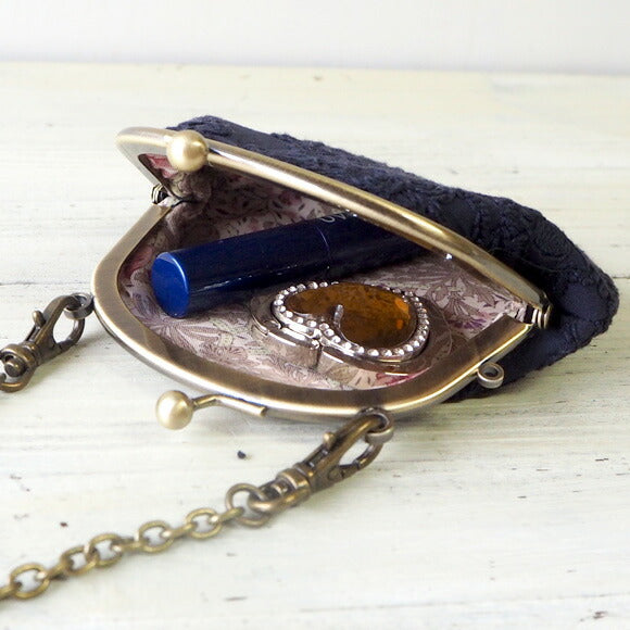 poussette Gamaguchi 3.3 inch with chain “Flower loan over lace” Floral pattern loan over lace [g33180001k] 