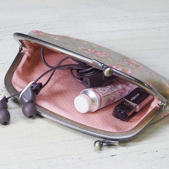 poussette Gamaguchi 4.5 inch “Flower printed linen” [g45110012] 