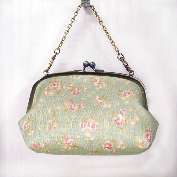poussette Gamaguchi bag 5.5 inch with gusset “Flower printed linen” [g55110012] 