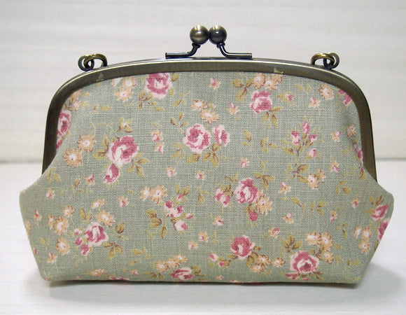 poussette Gamaguchi bag 5.5 inch with gusset “Flower printed linen” [g55110012] 