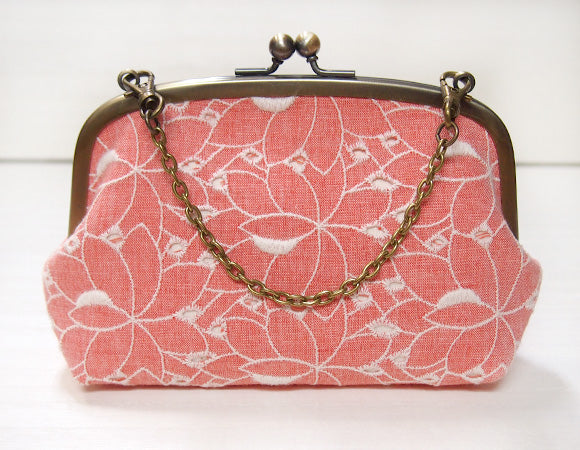 poussette Gamaguchi bag 5.5 inch with gusset “Flower lace salmon pink” [g55130001m] 