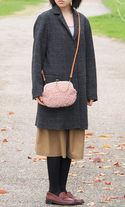 poussette Gamaguchi bag 6.8 inch “Wool loop” Misty Rose [g68150004] 
