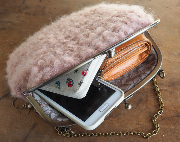 poussette Gamaguchi bag 6.8 inch “Wool loop” Misty Rose [g68150004] 