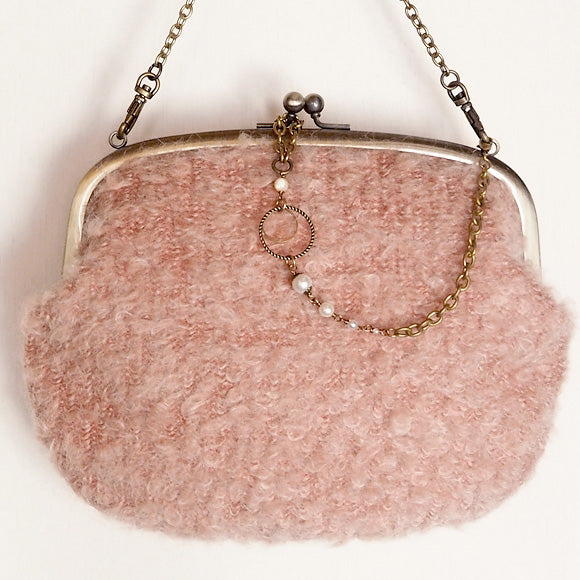 poussette Gamaguchi bag 6.8 inch “Wool loop” Misty Rose [g68150004] 