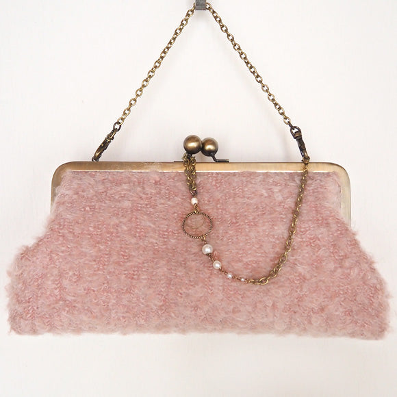 poussette Gamaguchi bag 8.0 inch with gusset “Wool loop” Misty Rose [g80150004] 