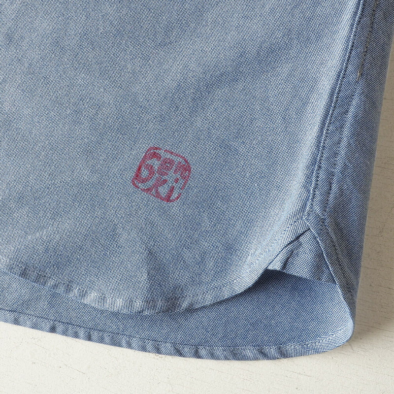 GEN SENCE Hand-painted Yuzen &amp; Remake "Round Circle Shirt" Button Down Shirt Short Sleeve Blue Men's [GS-SH-SS-01-BL] 