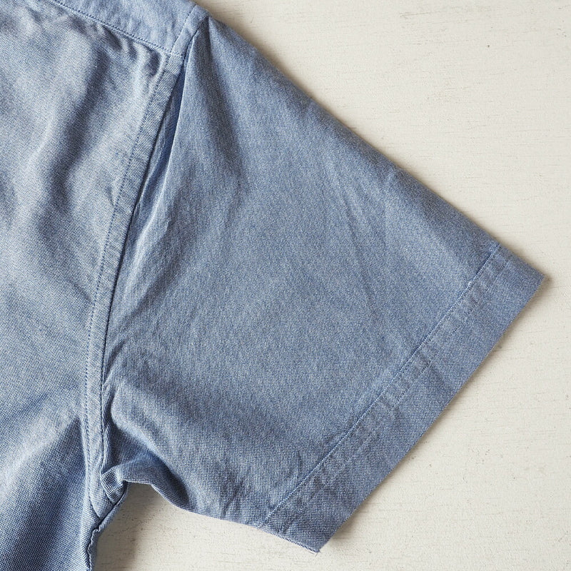 GEN SENCE Hand-painted Yuzen &amp; Remake "Round Circle Shirt" Button Down Shirt Short Sleeve Blue Men's [GS-SH-SS-01-BL] 