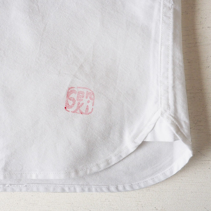 GEN SENCE Hand-painted Yuzen &amp; Remake "Round Circle Shirt" Button Down Shirt Short Sleeve White Men's [GS-SH-SS-01-WH] 