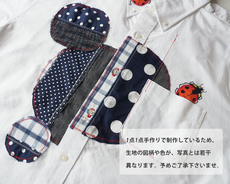 GEN SENCE Hand-painted Yuzen &amp; Remake "Round Circle Shirt" Button Down Shirt Short Sleeve White Men's [GS-SH-SS-01-WH] 