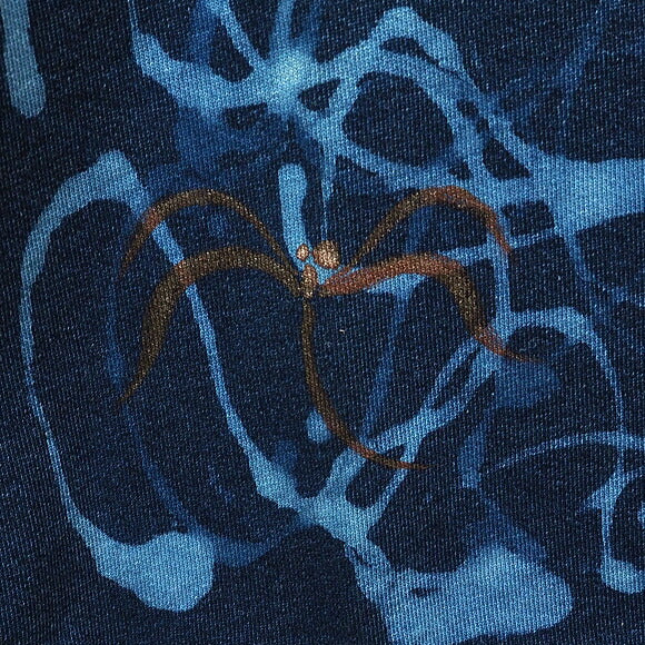 GEN SENCE Japanese Pattern Hand Painted &amp; Remake Sweatshirt Long Sleeve "Dancing Dragonfly" Indigo Men's [GS-TR-IND01] 
