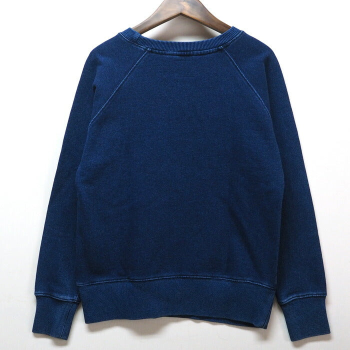 GEN SENCE Japanese Pattern Hand Painted &amp; Remake Sweatshirt Long Sleeve "Dancing Dragonfly" Indigo Men's [GS-TR-IND01] 
