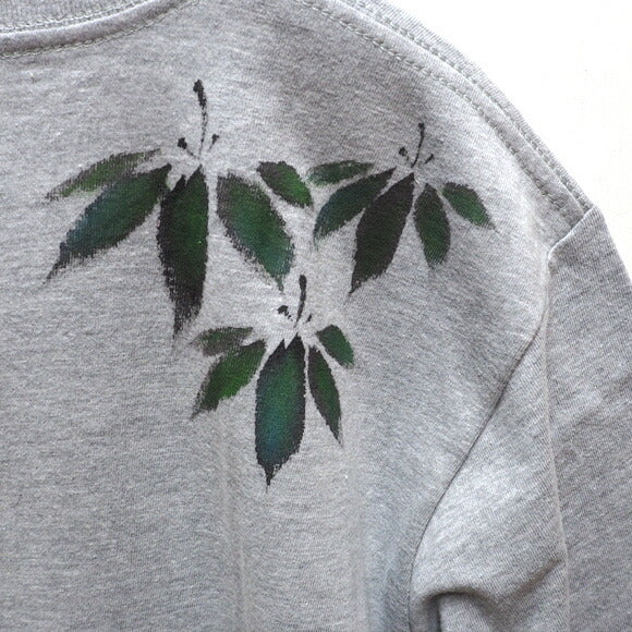 GEN SENCE Japanese pattern hand-painted &amp; remade short-sleeved T-shirt "Sagano moso bamboo" Frog Heather Gray Men's Women's [GS-TS-SS01] 