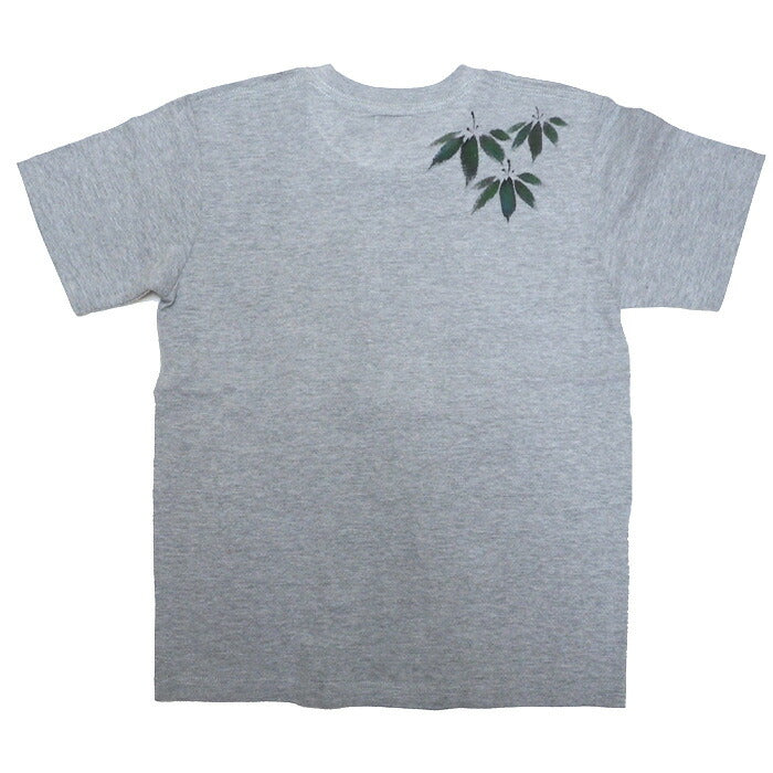 GEN SENCE Japanese pattern hand-painted &amp; remade short-sleeved T-shirt "Sagano moso bamboo" Frog Heather Gray Men's Women's [GS-TS-SS01] 