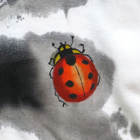 GEN SENCE Japanese pattern hand-painted short-sleeved T-shirt "One is easy, two are fun" Ladybug White/Yellow Men's/Women's [GS-TS-SS04] 