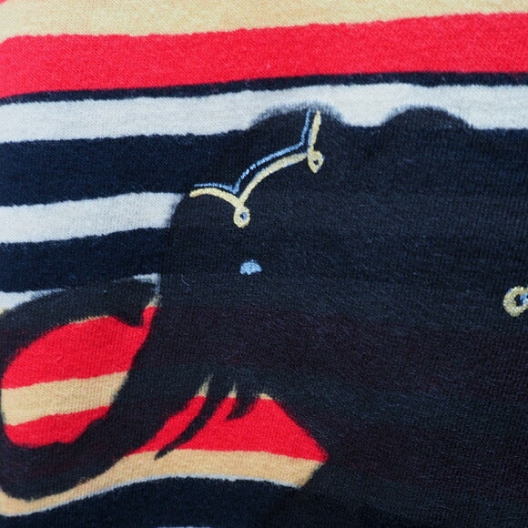 GEN SENCE Hand-painted &amp; discharge short-sleeved T-shirt "Circus" elephant and clown border men's [GS-TS-SS05] 