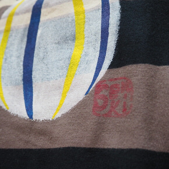 GEN SENCE Hand-painted &amp; discharge short-sleeved T-shirt "Circus" elephant and clown border men's [GS-TS-SS05] 