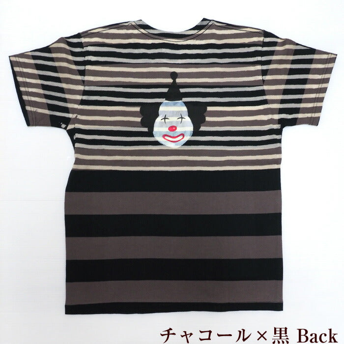 GEN SENCE Hand-painted &amp; discharge short-sleeved T-shirt "Circus" elephant and clown border men's [GS-TS-SS05] 