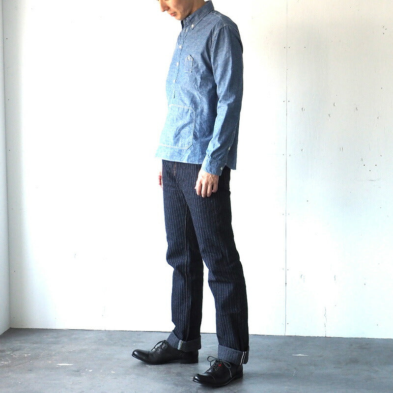 graphzero（グラフゼロ） 16オンスセルビッチ 針抜きヘリンボン ボタンフライ ストレートジーンズ ワンウォッシュ [GZ-16ST-01-BT-HHB]