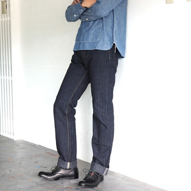 graphzero（グラフゼロ） 16オンスセルビッチ 針抜きヘリンボン ボタンフライ ストレートジーンズ ワンウォッシュ [GZ-16ST-01-BT-HHB]