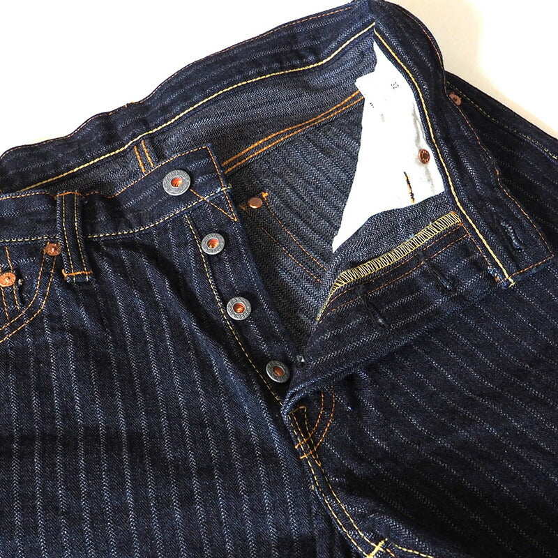 graphzero（グラフゼロ） 16オンスセルビッチ 針抜きヘリンボン ボタンフライ ストレートジーンズ ワンウォッシュ [GZ-16ST-01-BT-HHB]