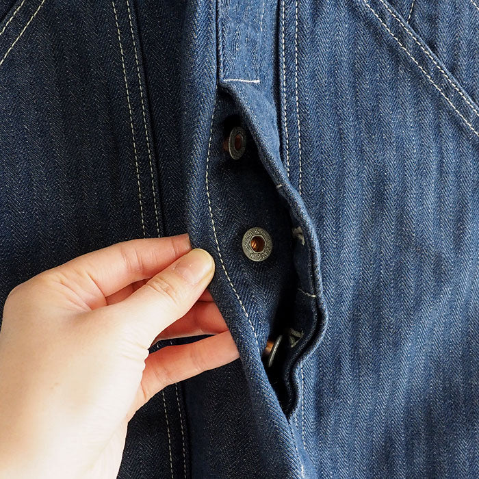 graphzero(グラフゼロ) ブレース Dポケット オーバーオール インディゴ ヘリンボーンデニム メンズ [GZ-BROA-0207-IDHB]