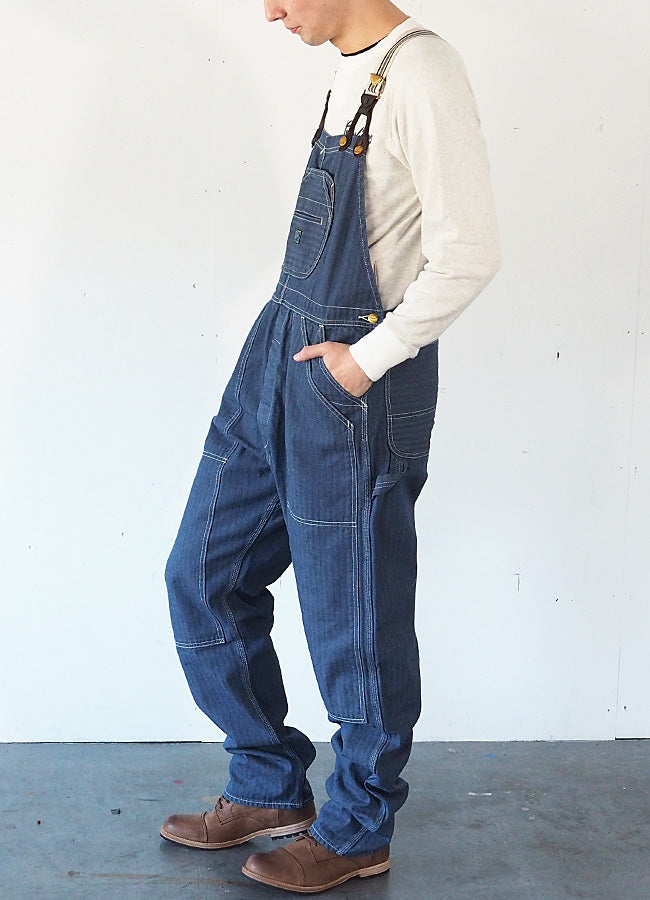 graphzero(グラフゼロ) ブレース Dポケット オーバーオール インディゴ ヘリンボーンデニム メンズ [GZ-BROA-0207-IDHB]
