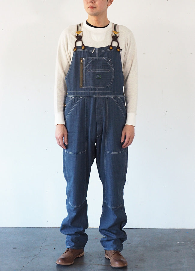 graphzero(グラフゼロ) ブレース Dポケット オーバーオール インディゴ ヘリンボーンデニム メンズ [GZ-BROA-0207-IDHB]