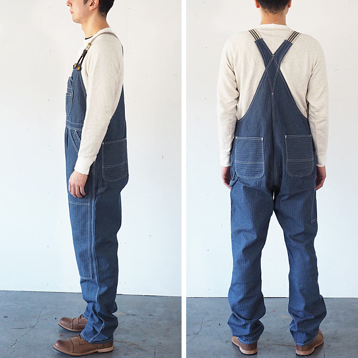 graphzero(グラフゼロ) ブレース Dポケット オーバーオール インディゴ ヘリンボーンデニム メンズ [GZ-BROA-0207-IDHB]