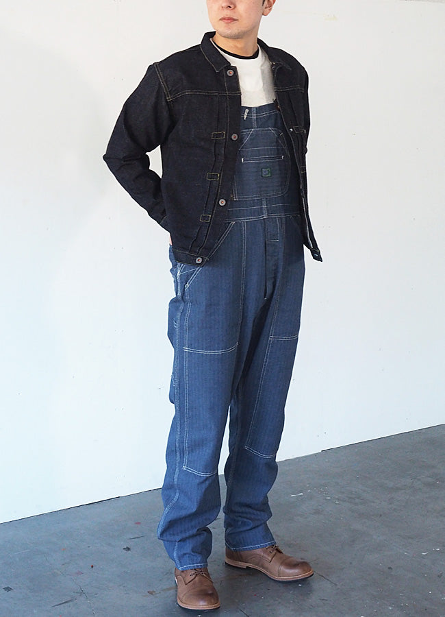 graphzero(グラフゼロ) ブレース Dポケット オーバーオール インディゴ ヘリンボーンデニム メンズ [GZ-BROA-0207-IDHB]