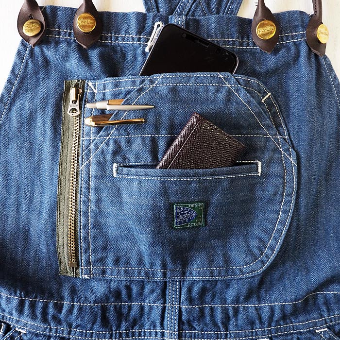 graphzero Brace D Pocket Overalls Indigo Herringbone Denim Ladies [GZ-BROA-0207-IDHB-LADIES] 