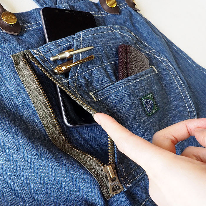 graphzero(グラフゼロ) ブレース Dポケット オーバーオール インディゴ ヘリンボーンデニム メンズ [GZ-BROA-0207-IDHB]