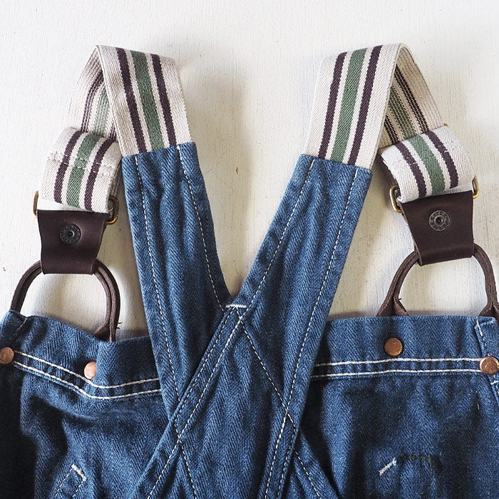 graphzero(グラフゼロ) ブレース Dポケット オーバーオール インディゴ ヘリンボーンデニム メンズ [GZ-BROA-0207-IDHB]