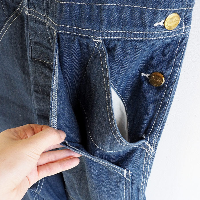 graphzero Brace D Pocket Overalls Indigo Herringbone Denim Ladies [GZ-BROA-0207-IDHB-LADIES] 