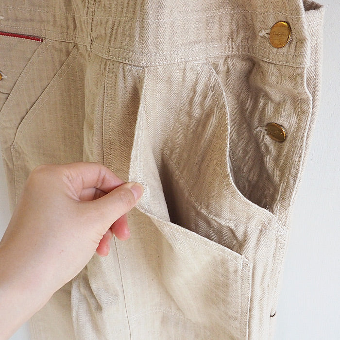 graphzero Brace D Pocket Overalls Beige Denim Men's Women's Unisex [GZ-BROA-0207-WH] 