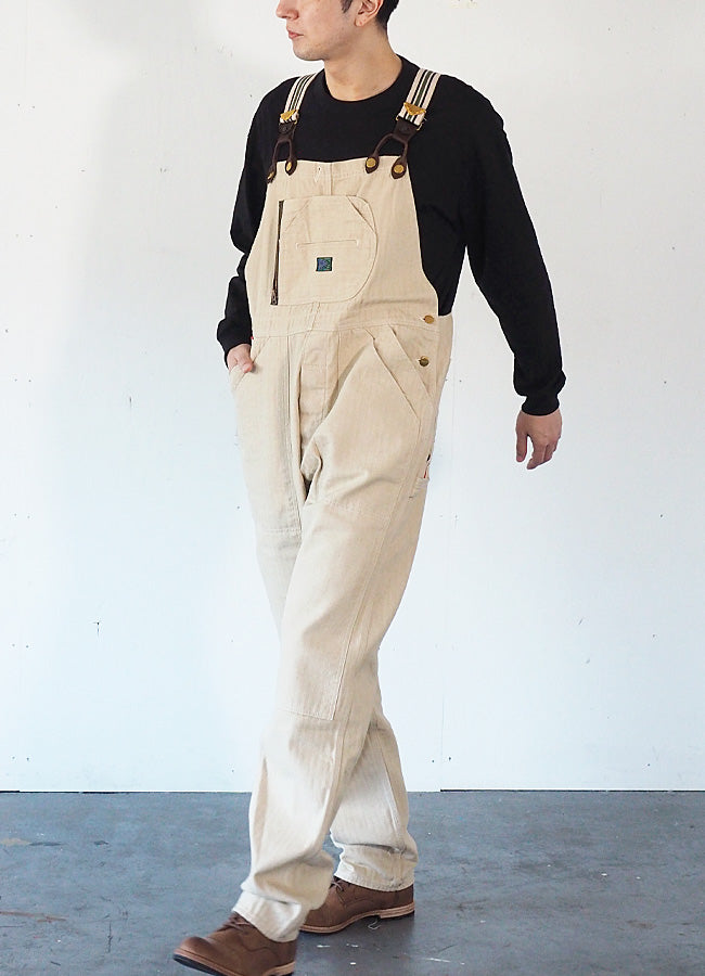 graphzero Brace D Pocket Overalls Beige Denim Men's Women's Unisex [GZ-BROA-0207-WH] 