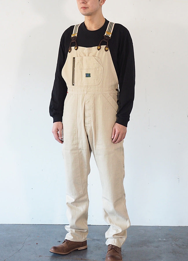 graphzero Brace D Pocket Overalls Beige Denim Men's Women's Unisex [GZ-BROA-0207-WH] 