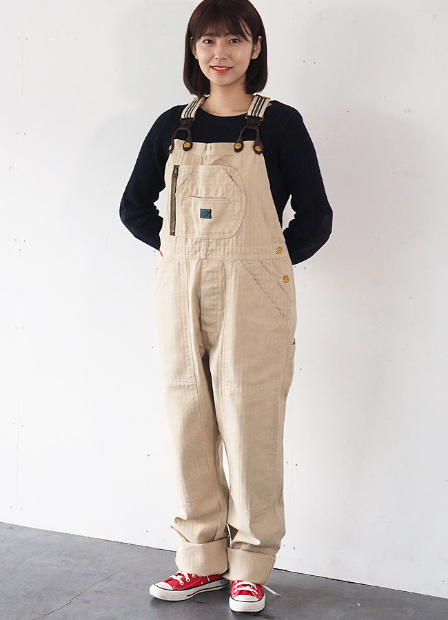 graphzero Brace D Pocket Overalls Beige Denim Men's Women's Unisex [GZ-BROA-0207-WH] 