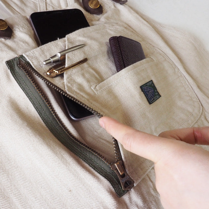 graphzero Brace D Pocket Overalls Beige Denim Men's Women's Unisex [GZ-BROA-0207-WH] 