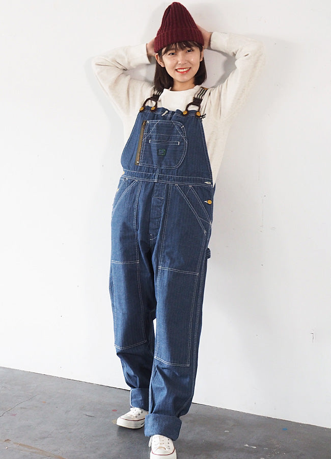 graphzero Brace D Pocket Overalls Indigo Herringbone Denim Ladies [GZ-BROA-0207-IDHB-LADIES] 