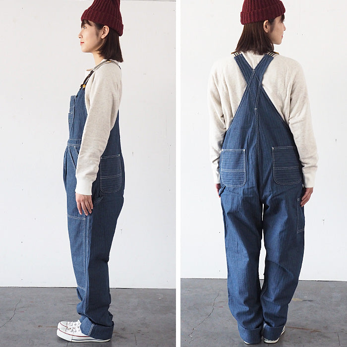 graphzero Brace D Pocket Overalls Indigo Herringbone Denim Ladies [GZ-BROA-0207-IDHB-LADIES] 