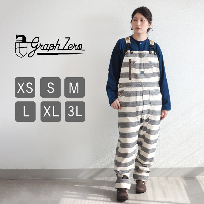 graphzero(グラフゼロ) ブレース Dポケット オーバーオール プリズナー インディゴ ホワイト メンズ レディース 男女兼用 [GZ-BROAP-0307-IDWH] 岡山 倉敷 児島 ジーンズ ブランド