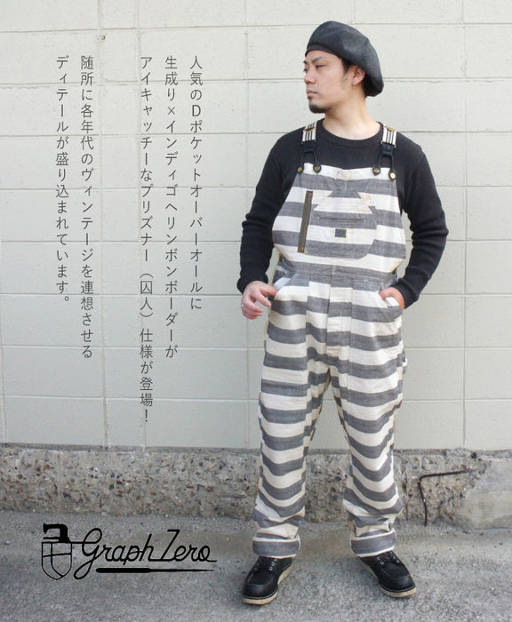 graphzero Brace D Pocket Overall Prisoner Indigo White Men's Women's Unisex [GZ-BROAP-0307-IDWH-MENS] Okayama Kurashiki Kojima Jeans Brand 