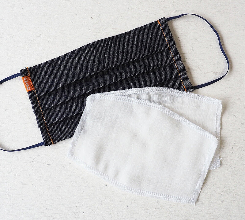 【お一人様3点まで】graphzero(グラフゼロ) 洗えるデニムマスク 12オンスストレッチデニム製 ガーゼ2枚付き 大人用 [GZ-DNMSK]