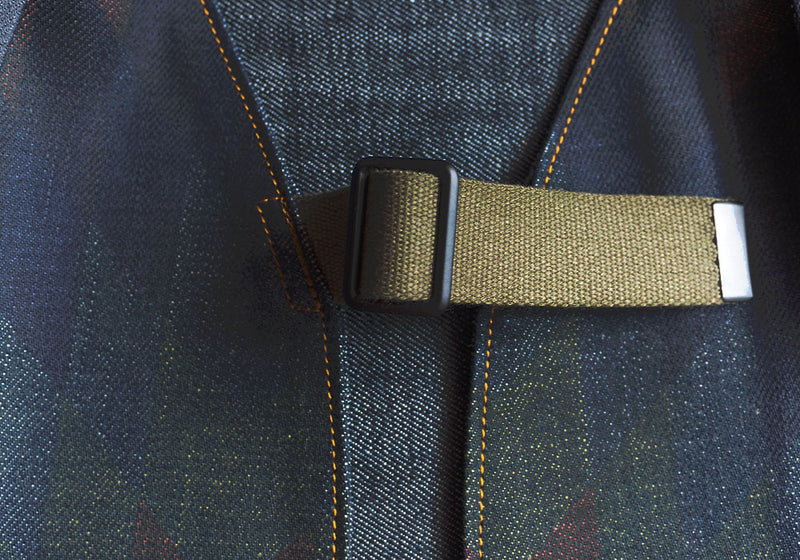 graphzero Fishing Vest Coated Denim Navajo Pattern Print Indigo Men's Women's Unisex [GZ-FSHVT-0402-NAVAJO]