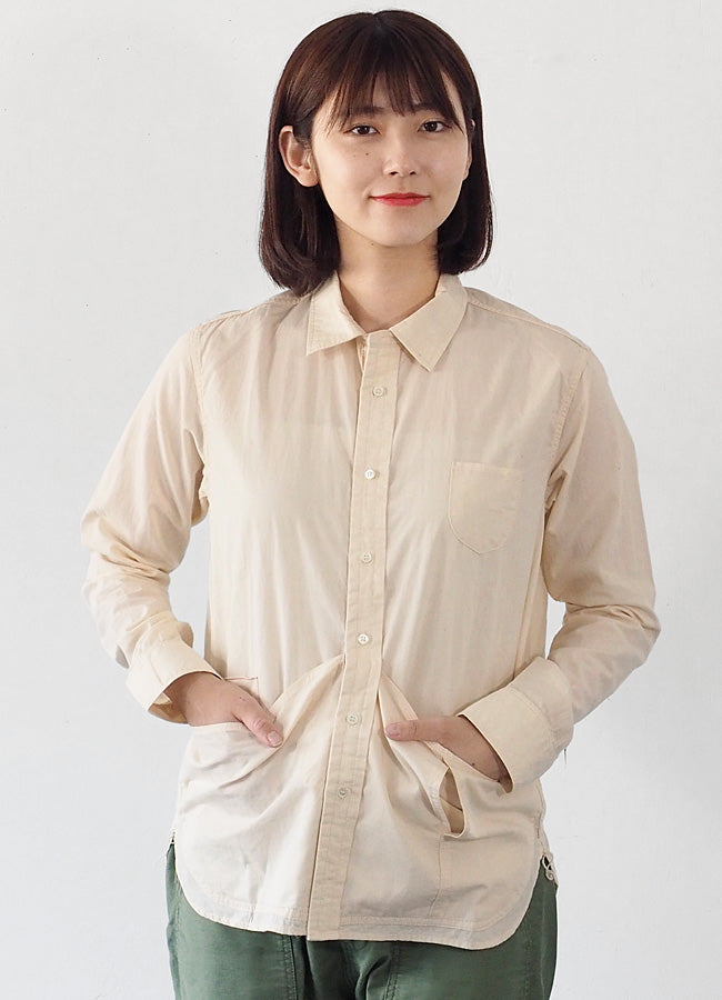 graphzero Hem Pocket Long Sleeve Shirt Selvage White Chambray Fabric White Long Sleeve Men Women [GZ-HMPK-0111-OWH] 